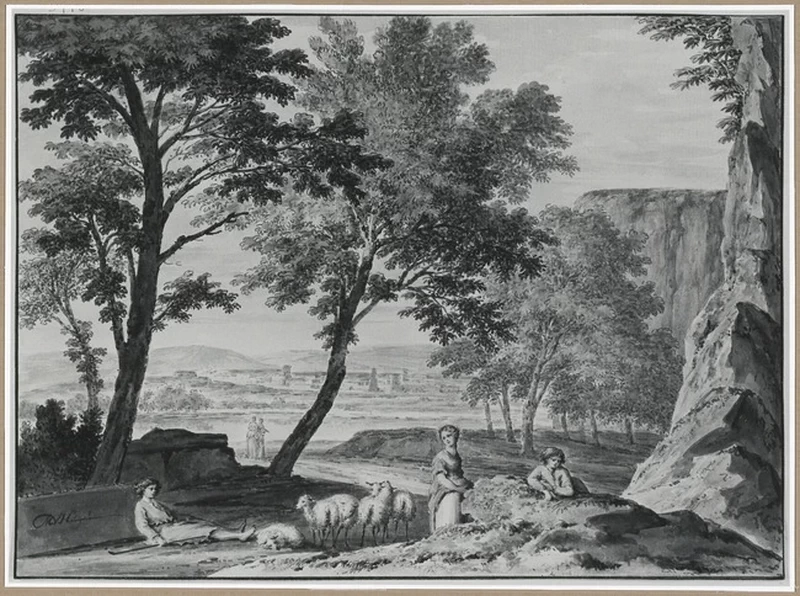 Paesaggio italiano con pastore